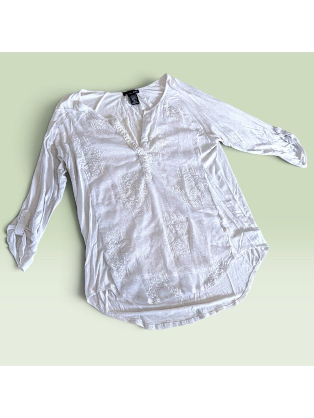RXB Women’s White Embroidered Boho Blouse Size S